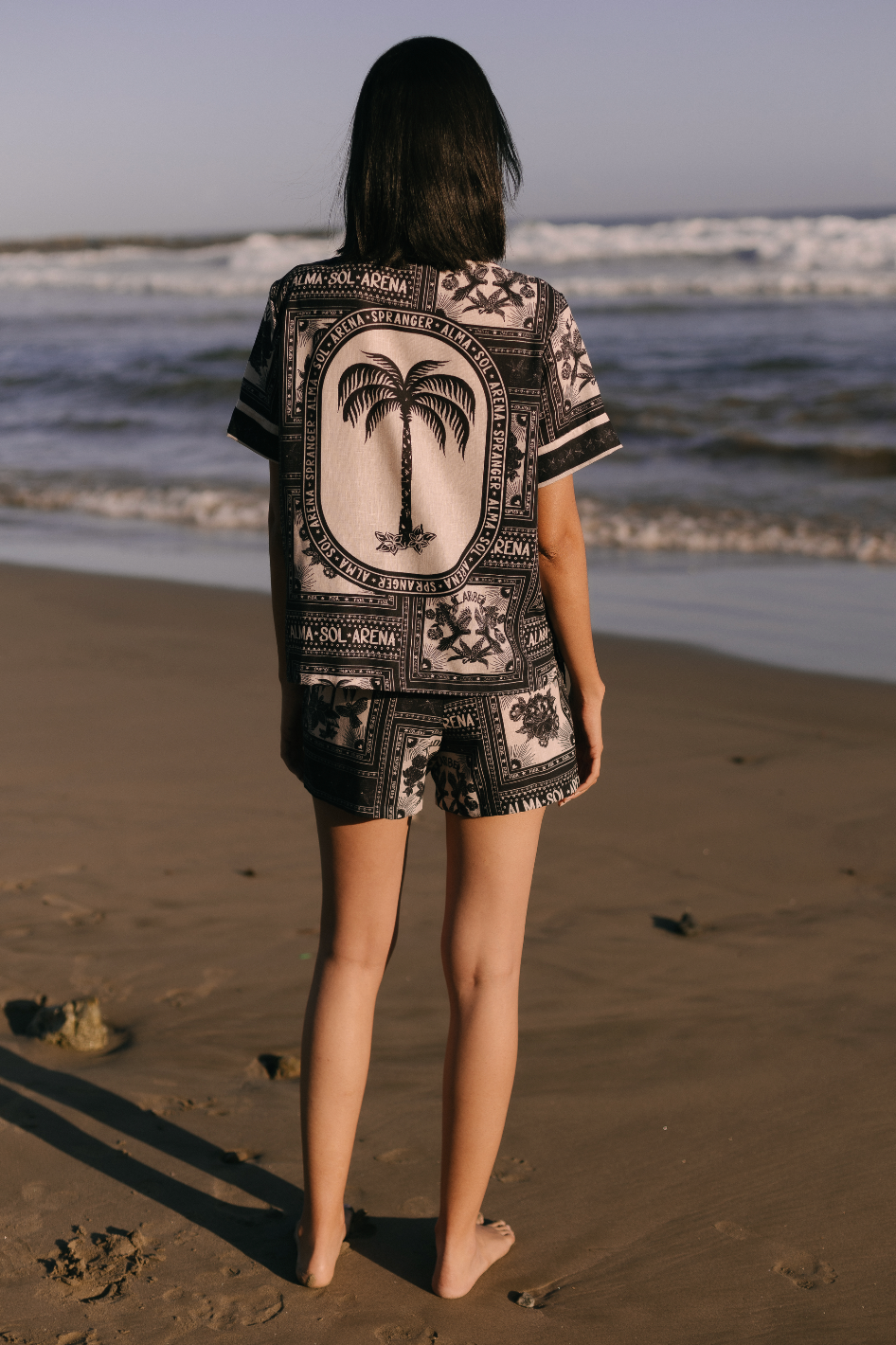 SET DE LINO ESTAMPADO NEGRO