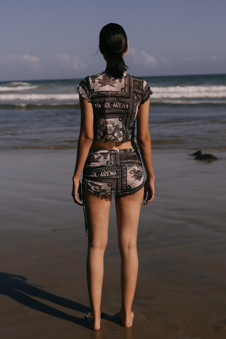SET MALLA ECOLÓGICA ESTAMPADO NEGRO
