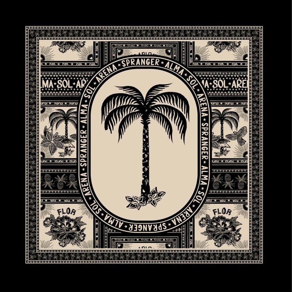 PAÑOLETA PEQUEÑA NEGRA ESTAMPADA