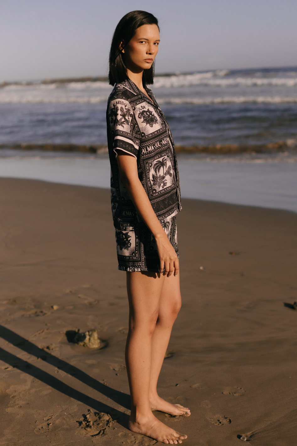 SET DE LINO ESTAMPADO NEGRO