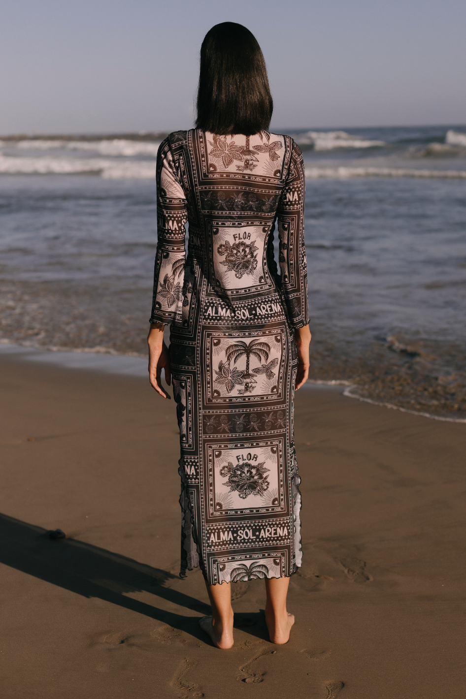 VESTIDO MALLA ECOLÓGICA ESTAMPADO NEGRO