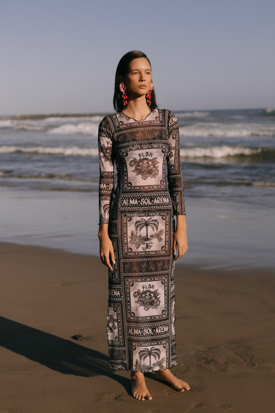 VESTIDO MALLA ECOLÓGICA ESTAMPADO NEGRO