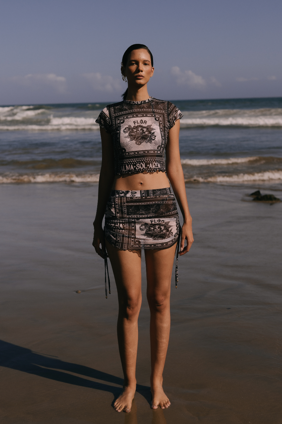 SET MALLA ECOLÓGICA ESTAMPADO NEGRO