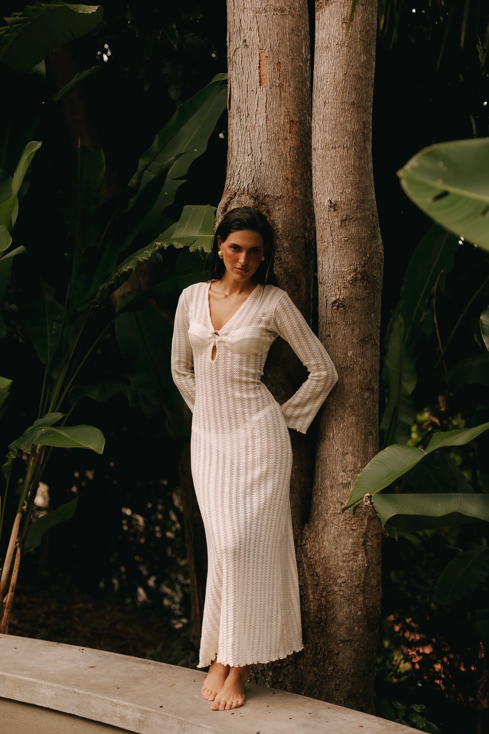 Vestido Largo Tejido-  mesh crochet